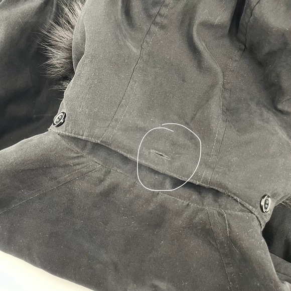 London Fog Women’s Coat Black Full Zip Fox Fur Trim Hood Petite M - Picture 9 of 9